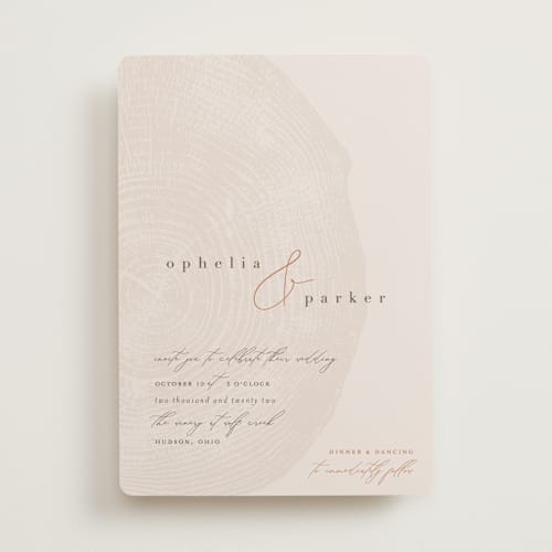 This is a burnt umber wedding invitations with standard by Robin Ott called a hundred years printing on signature in standard