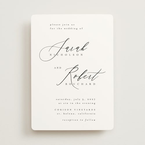 This is a classic wedding invitations with standard by Kelly Schmidt called corison printing on signature in standard