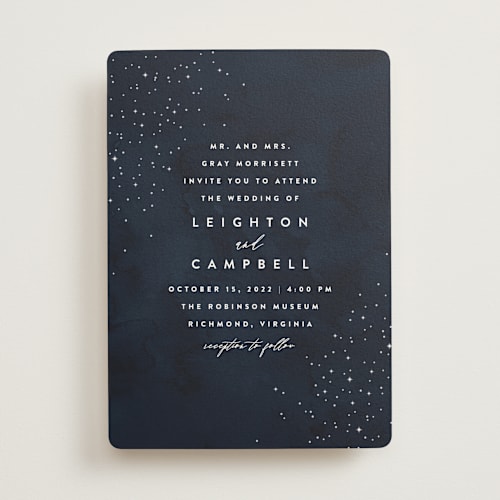 This is a night sky wedding invitations with standard by Carly Reed Walker called celestial printing on signature in standard