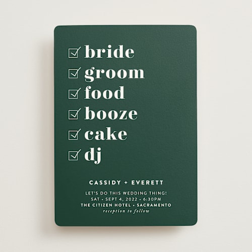This is a hunter wedding invitations with standard by Christie Garcia called key ingredients printing on signature in standard