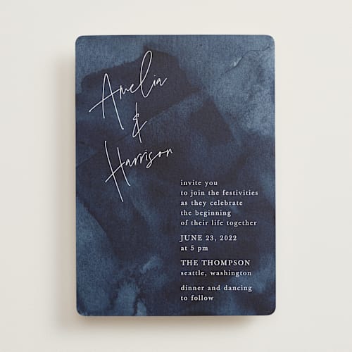 This is a sapphire wedding invitations with standard by Chris Griffith called plain and simple printing on signature in standard