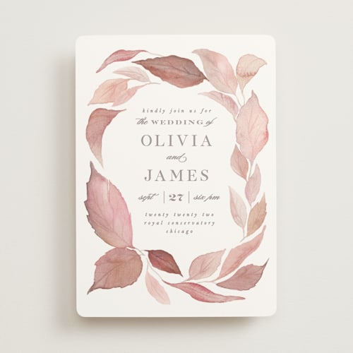 This is a rust wedding invitations with standard by Creo Study called fallen printing on signature in standard