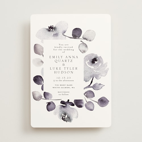This is a plum wedding invitations with standard by Petra Kern called bella mia printing on signature in standard