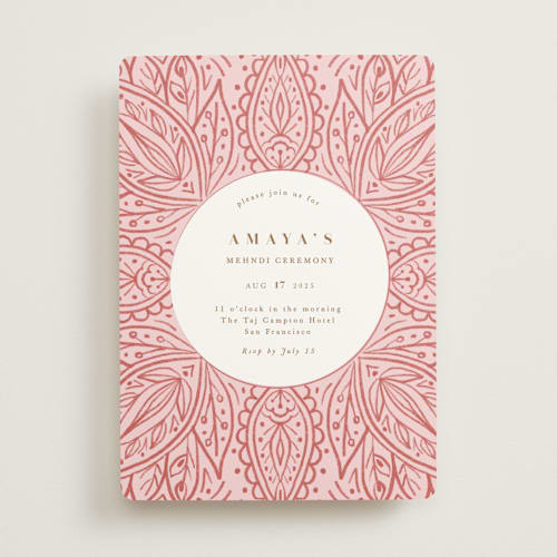 This is a blush wedding invitations with standard by Kanika Mathur called amaya printing on signature in standard