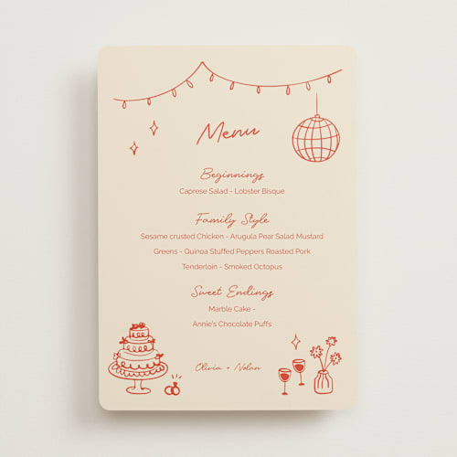 This is a sangria spark menu cards with standard by Zove Ahhh called party on! printing on signature in 5x7