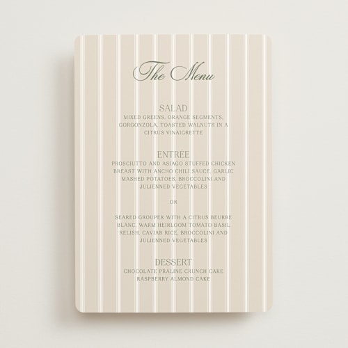 This is a petal menu cards with standard by Lisa Joanna Harrison called summer fields printing on signature in 5x7