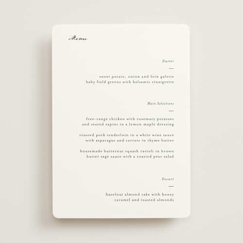 This is a ink menu cards with standard by Blustery August called tuscany printing on signature in 5x7