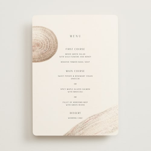 This is a sand menu cards with standard by Sumak Studio called gentleness printing on signature in standard