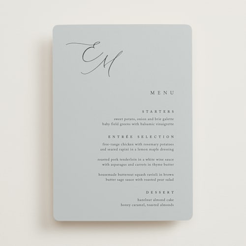 This is a sky menu cards with standard by Kelly Schmidt called corner printing on signature in 5x7