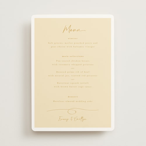 This is a honey menu cards with standard by Adelyn T. called ink scribble printing on signature in 5x7