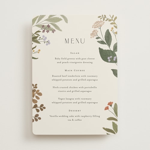 This is a natural menu cards with standard by Jennifer Wick called ellsworth printing on signature in standard