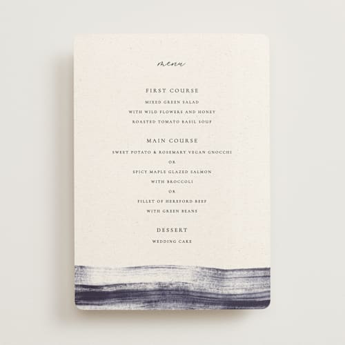 This is a horizon menu cards with standard by Sumak Studio called stillness printing on signature in standard