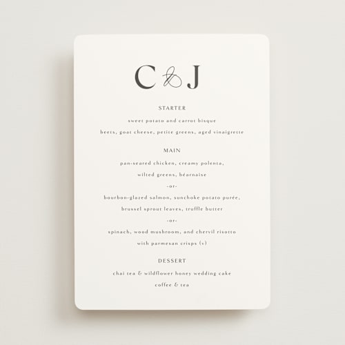 This is a opal menu cards with standard by Melanie Kosuge called celine printing on signature in standard