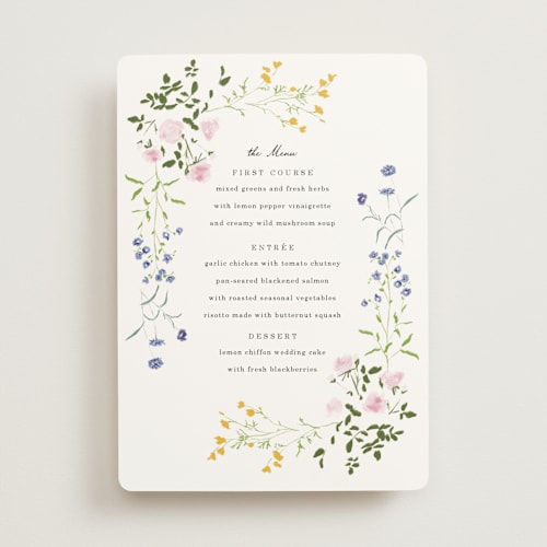 This is a cloud menu cards with standard by Baumbirdy called garden floral printing on signature in standard