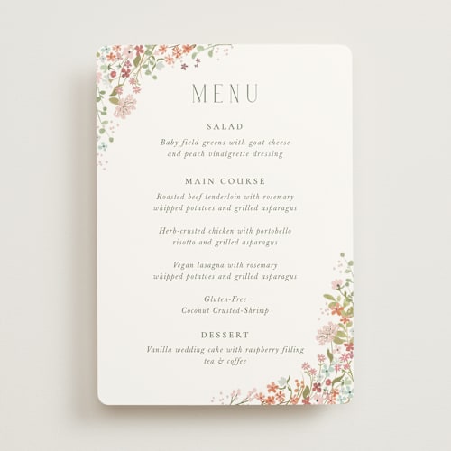This is a peony menu cards with standard by Jennifer Wick called avery printing on signature in standard