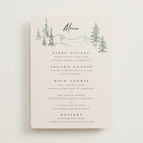 This is a forest menu cards with standard by Petra Kern called paradise printing on signature in standard