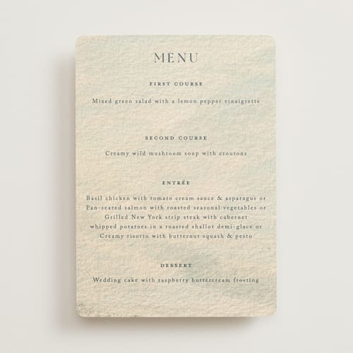 This is a meadow menu cards with standard by Holly Whitcomb called bluestem fields printing on signature in standard