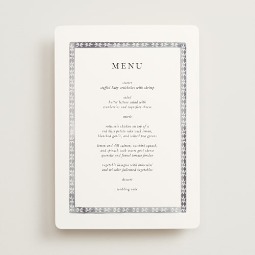 This is a sea menu cards with standard by leslie hamer called americana printing on signature in standard