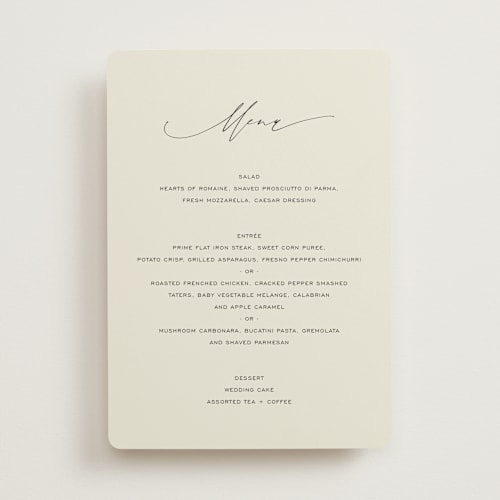 This is a porcelain menu cards with standard by Jennifer Postorino called glide printing on signature in standard