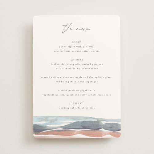 This is a beachy menu cards with standard by Pixel and Hank called waves printing on signature in standard