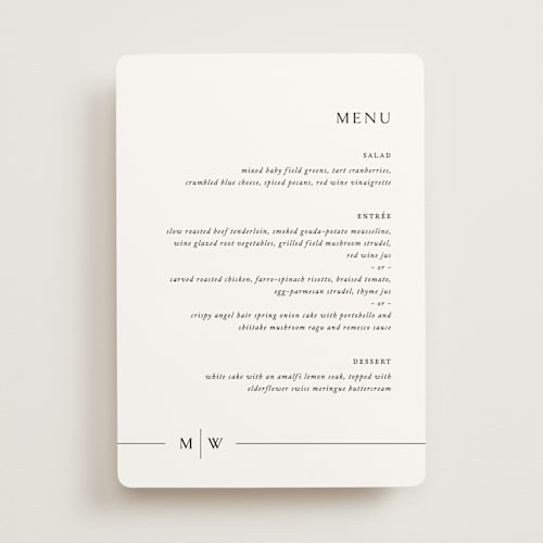 This is a cotton menu cards with standard by Jennifer Postorino called align printing on signature in standard