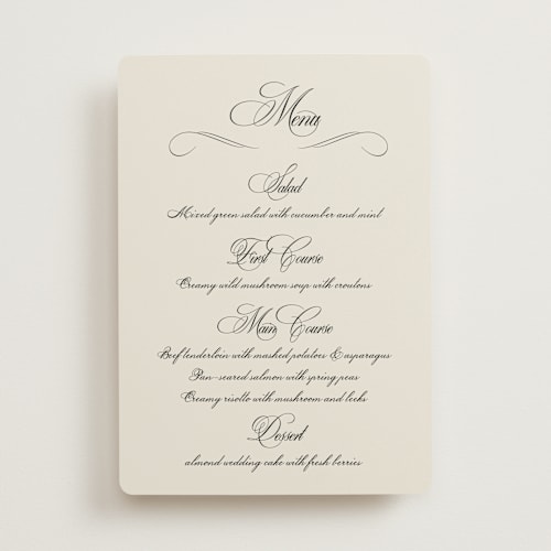 This is a night menu cards with standard by Ani Somi called old fashioned printing on signature in standard
