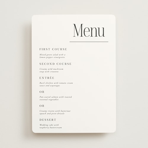 This is a cloud menu cards with standard by Ashlee Townsend called modern space printing on signature in standard