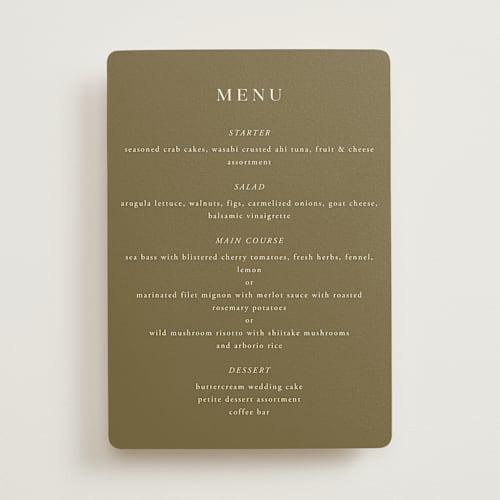 This is a fern menu cards with standard by Lindsay Megahed called savanna printing on signature in standard