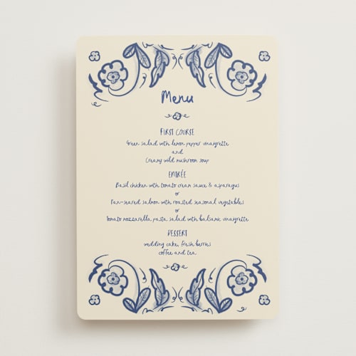 This is a marseille blue menu cards with standard by Ani Somi called santa catalina printing on signature in 5x7