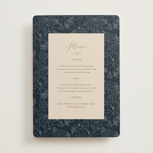 This is a sky menu cards with standard by Sabrin Deirani called magnolias printing on signature in 5x7