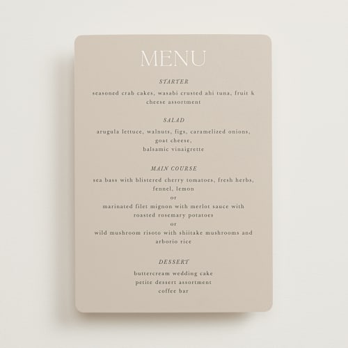 This is a lake menu cards with standard by Lindsay Megahed called reflections printing on signature in 5x7