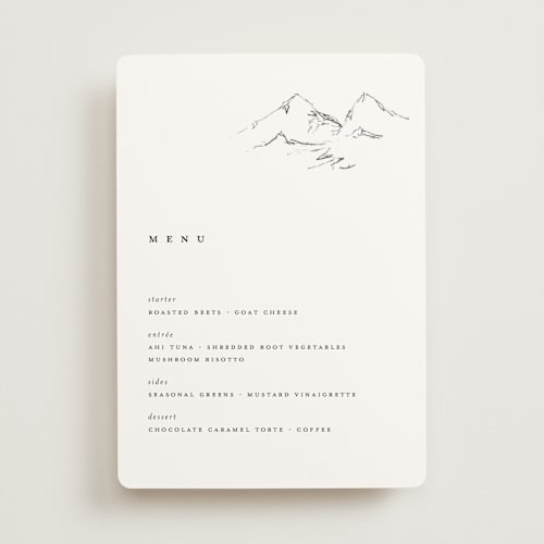 This is a snow menu cards with standard by Mere Paper called sketched mountains printing on signature in standard