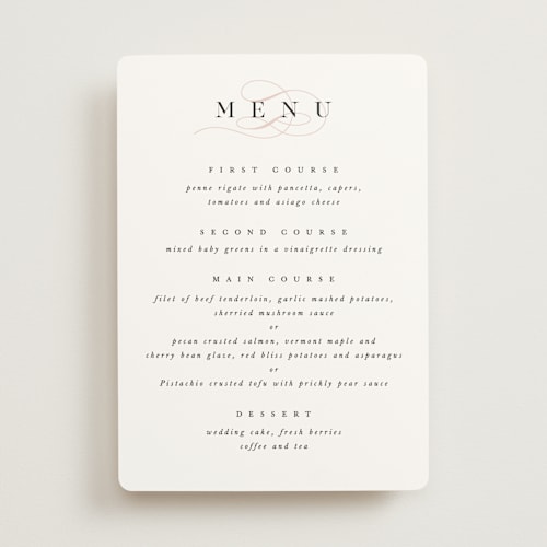 This is a blush menu cards with standard by Pixel and Hank called first love printing on signature in standard