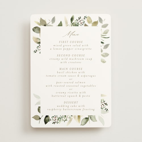 This is a moss menu cards with standard by Petra Kern called lovely printing on signature in standard