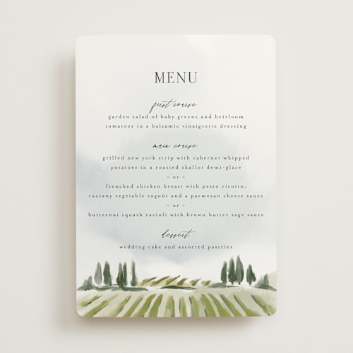 This is a sky menu cards with standard by Rebecca Durflinger called estate printing on signature in standard