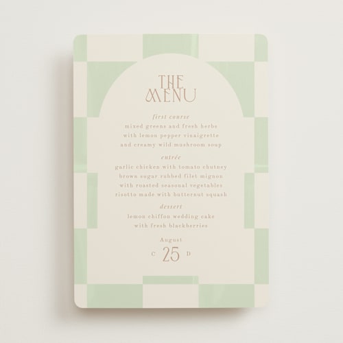 This is a mint menu cards with standard by Baumbirdy called checker wash printing on signature in standard