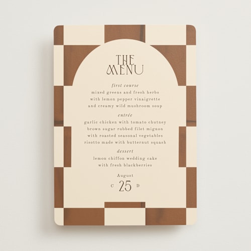 This is a wood menu cards with standard by Baumbirdy called checker wash printing on signature in standard