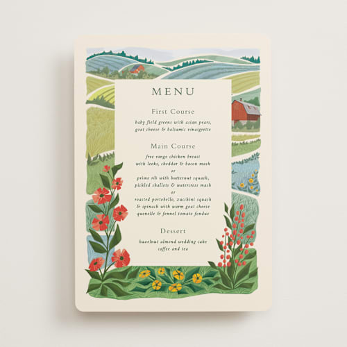 This is a barn menu cards with standard by Paper Sun Studio called farm and field printing on signature in standard