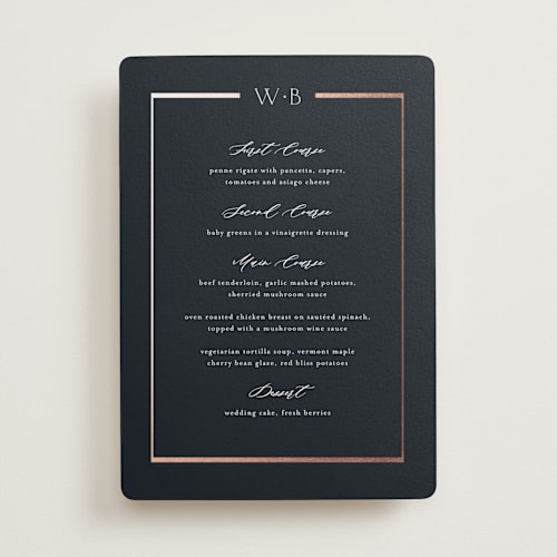 This is a ocean menu cards with foil pressed by Stacey Meacham called luster printing on signature in 5x7