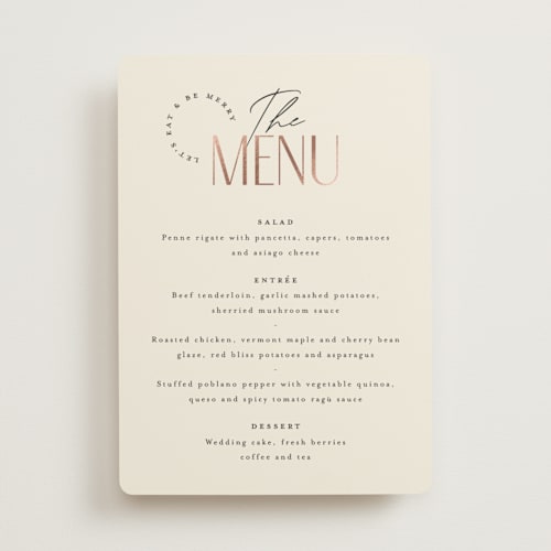 This is a cream puff menu cards with foil pressed by Pixel and Hank called together printing on signature in standard