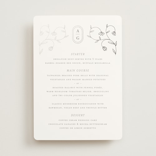 This is a moon menu cards with foil pressed by chocomocacino called cantuccini printing on signature in 5x7