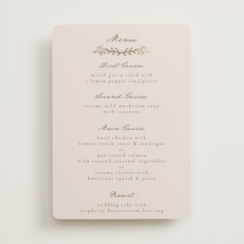This is a vanilla menu cards with foil pressed by Petra Kern called manuet printing on signature in 5x7