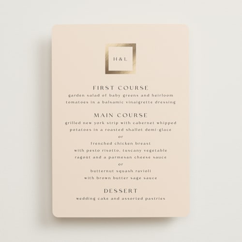 This is a latte menu cards with foil pressed by Stacy Maalouf called framed photo printing on signature in 5x7