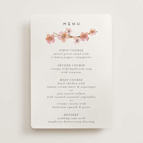 This is a blush menu cards with foil pressed by Petra Kern called love blossom printing on signature in standard