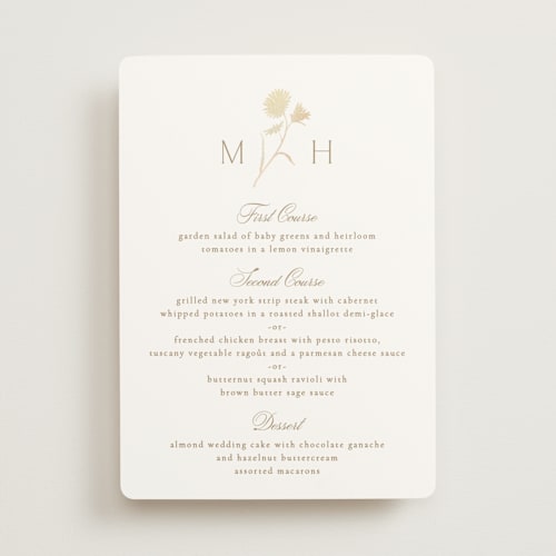 This is a buttercream menu cards with foil pressed by Kristie Kern called the romantic printing on signature in 5x7