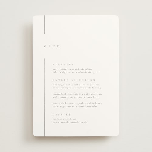 This is a mist menu cards with foil pressed by Kelly Schmidt called london printing on signature in standard