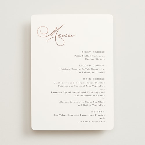 This is a snow menu cards with foil pressed by Kaydi Bishop called eternal printing on signature in 5x7