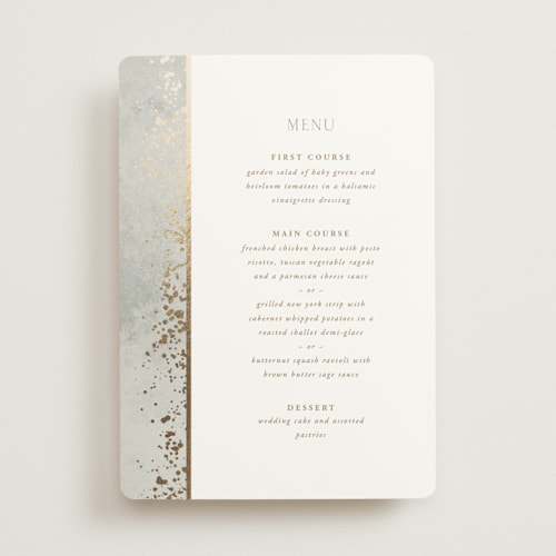 This is a dove menu cards with foil pressed by Meggy Masters called effervescent printing on signature in standard