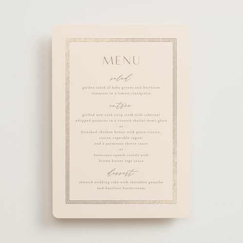 This is a latte menu cards with foil pressed by Kristie Kern called soleil printing on signature in standard