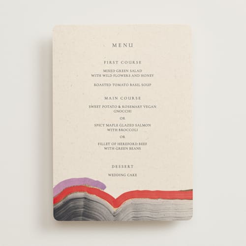 This is a gem menu cards with foil pressed by Sumak Studio called agate printing on signature in standard